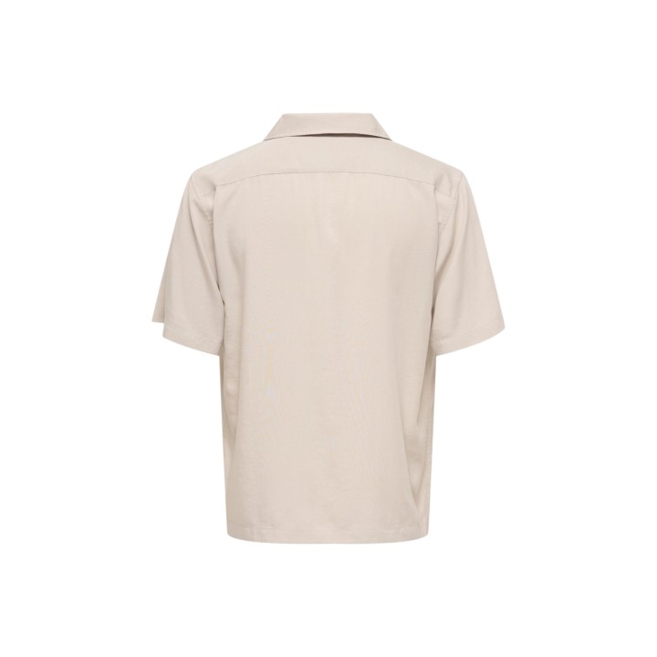 Only & Sons camisa de hombre beige claro de Tencel detalle posterior