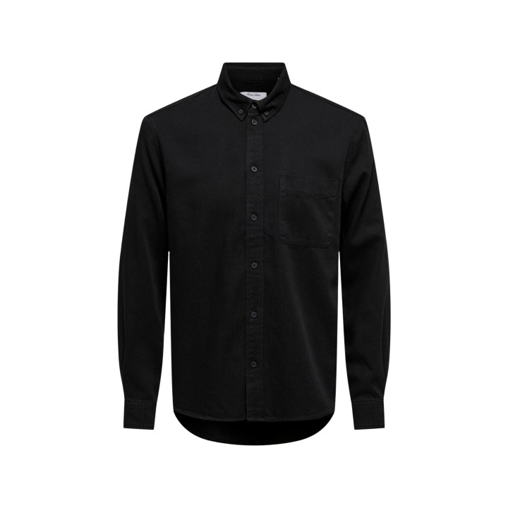 Only & Sons camisa de hombre negra Onsorson Regular 22036600 vista frontal