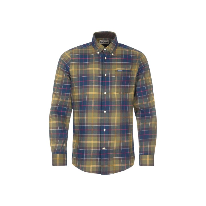Barbour - camisa de manga larga Fortrose Tailored de algodón verde de hombre