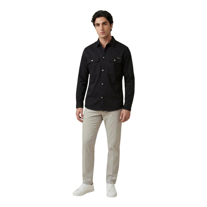 Calvin Klein Jeans camisa negra de hombre LV04RE103G vista frontal completa