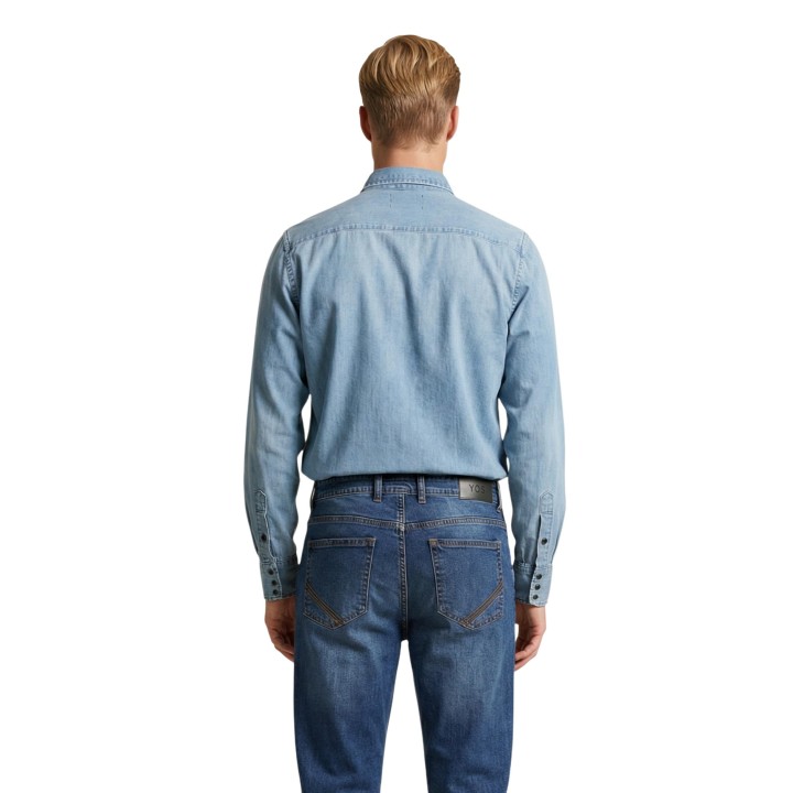 Replay camisa de hombre regular M4860T en denim claro vista posterior