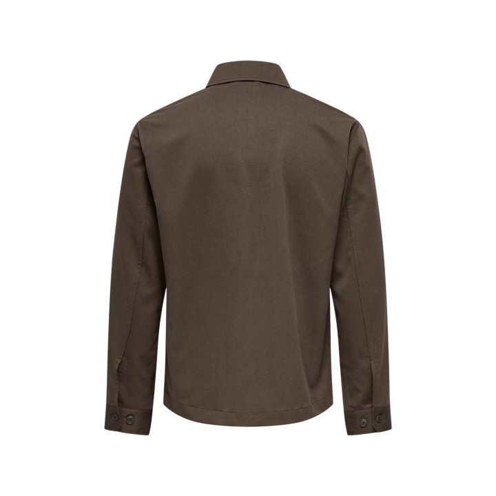 Only & Sons camisa overshirt de hombre marrón Onsmiro Reg 0346 vista posterior