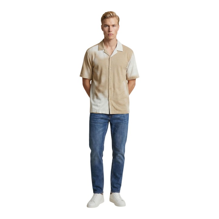 Only & Sons camisa de hombre beige 22037291 vista de tres cuartos