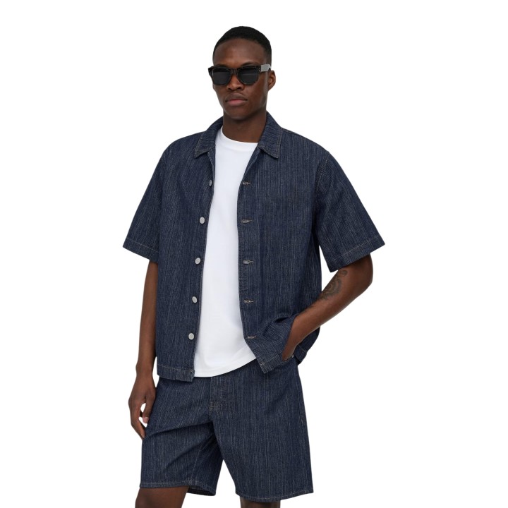 Only & Sons camisa de hombre Onswayne azul oscuro de denim vista frontal