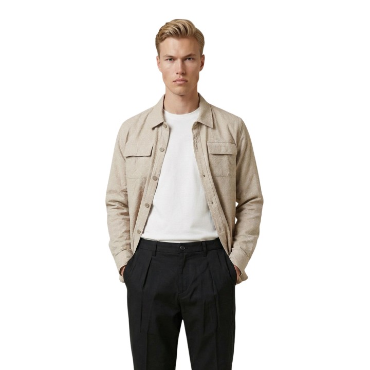 Gianni Lupo overshirt de hombre beige GL1013TB en vista frontal