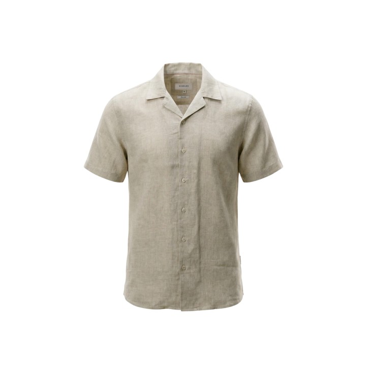Gianni Lupo camisa de hombre beige de manga corta vista frontal de la prenda