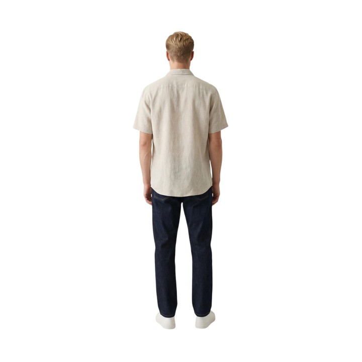 Gianni Lupo camisa de hombre beige de manga corta vista posterior