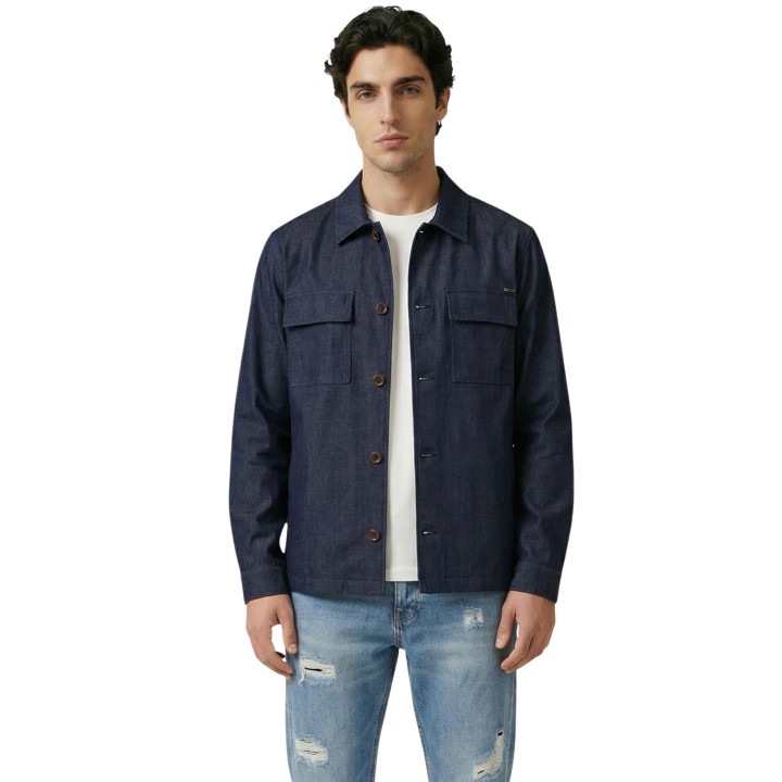 Gianni Lupo sobrecamisa de hombre azul denim GN21822 vista frontal