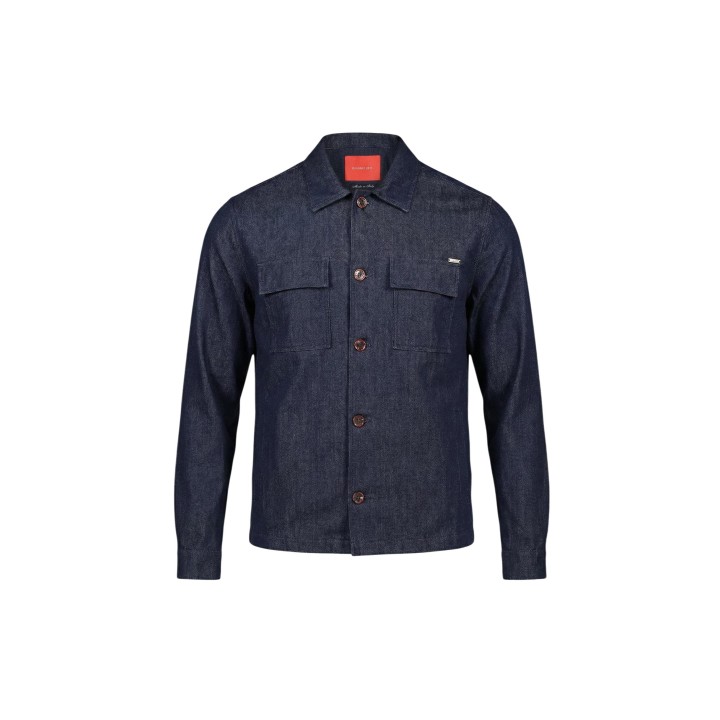 Gianni Lupo sobrecamisa de hombre azul denim GN21822 vista frontal de la prenda