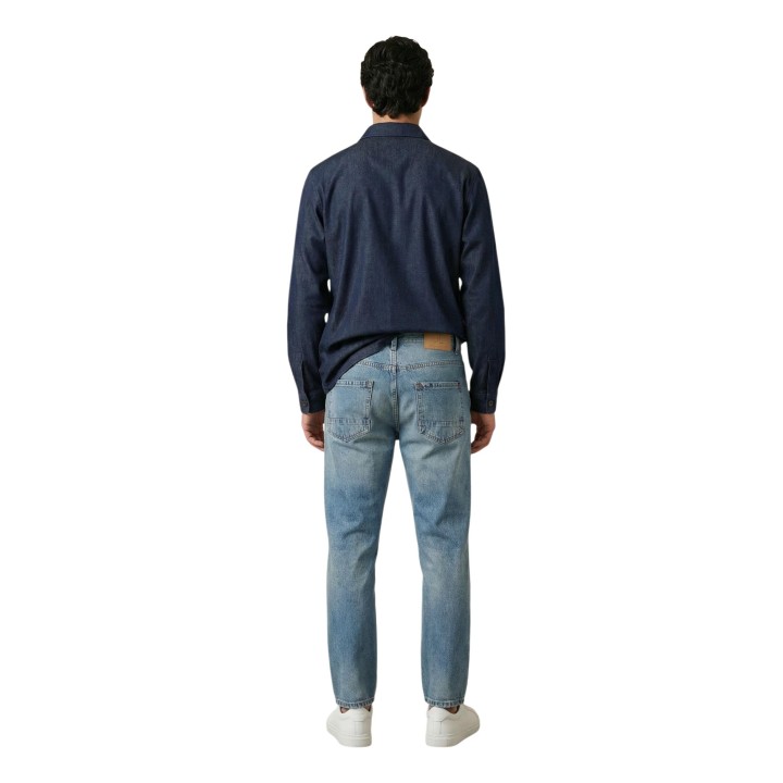 Gianni Lupo sobrecamisa de hombre azul denim GN21822 vista posterior