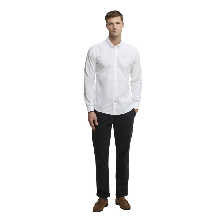 Camisa Barbour Treeport Poplin MSH5753 blanca de hombre vista frontal completa