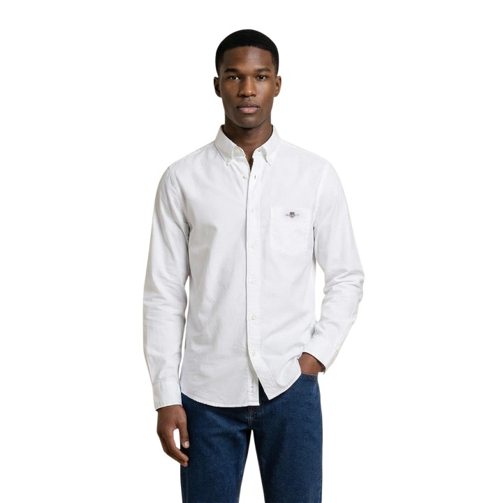 Gant camisa de hombre blanca de popelina Reg Classic Poplin Shirt vista frontal