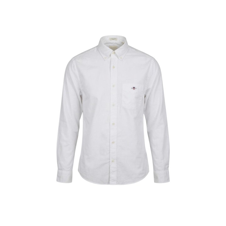 Gant camisa de hombre blanca de popelina Reg Classic Poplin Shirt detalle frontal