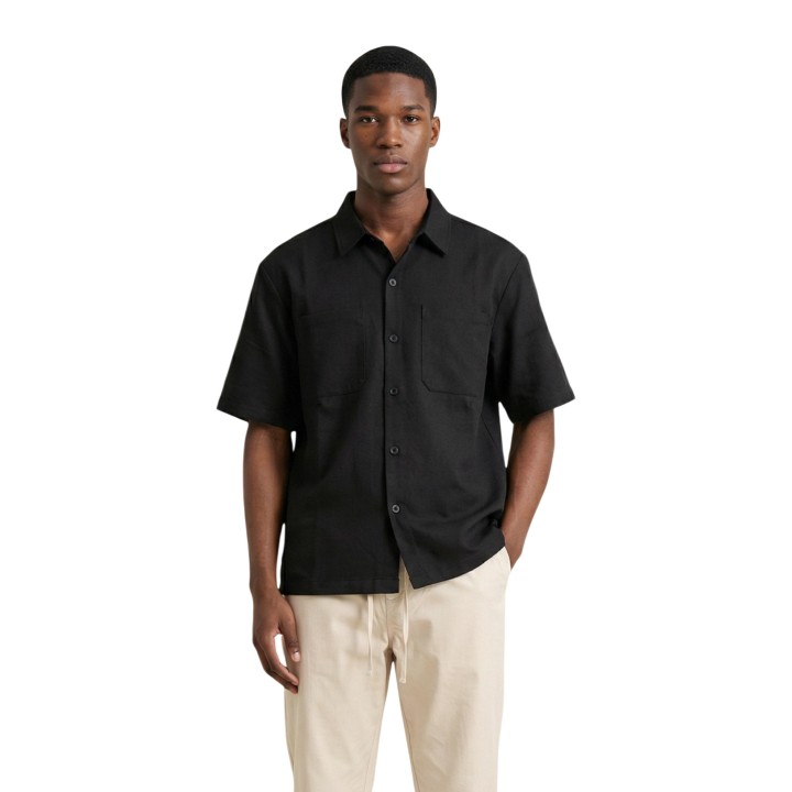 YOS CV8012 camisa negra de hombre vista frontal