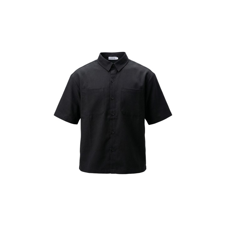 YOS CV8012 camisa negra de hombre detalle frontal