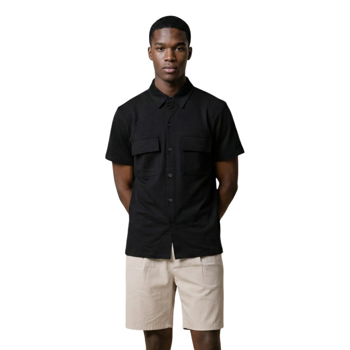 YOS camisa negra de hombre CV8106 de cupro vista frontal
