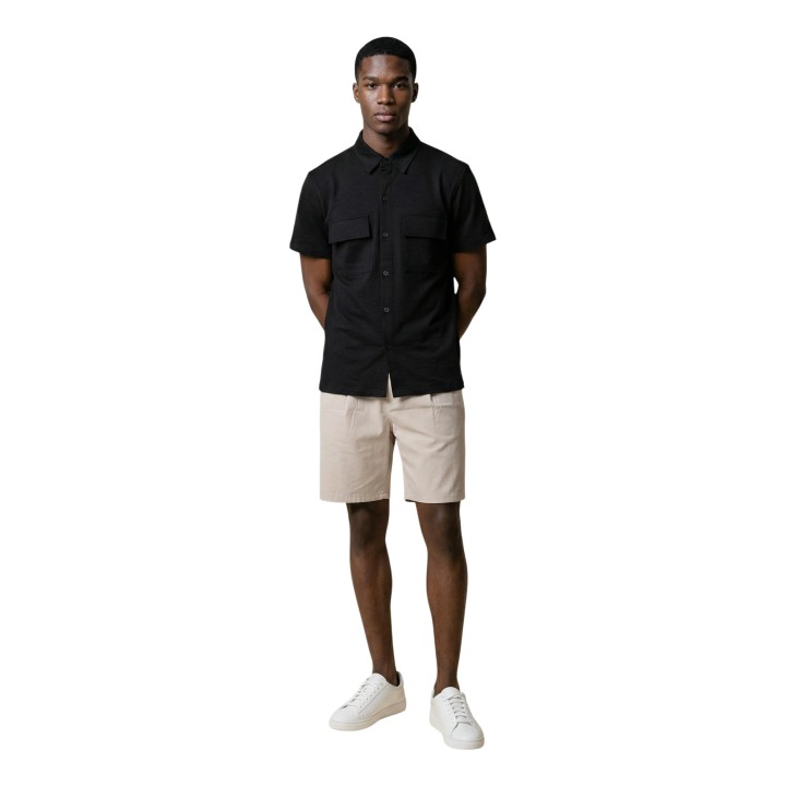 YOS camisa negra de hombre CV8106 de cupro vista frontal completa