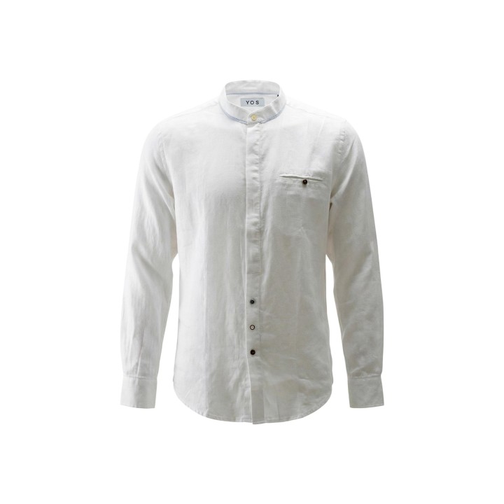 Detalle frontal de camisa YOS blanca de hombre SLE6CM032536U