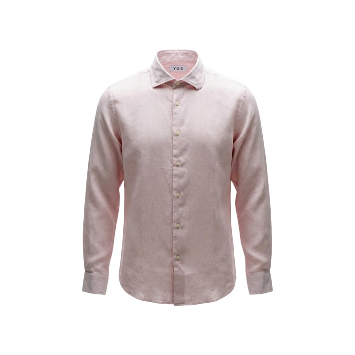 Detalle frontal de camisa rosa YOS de hombre 9432900