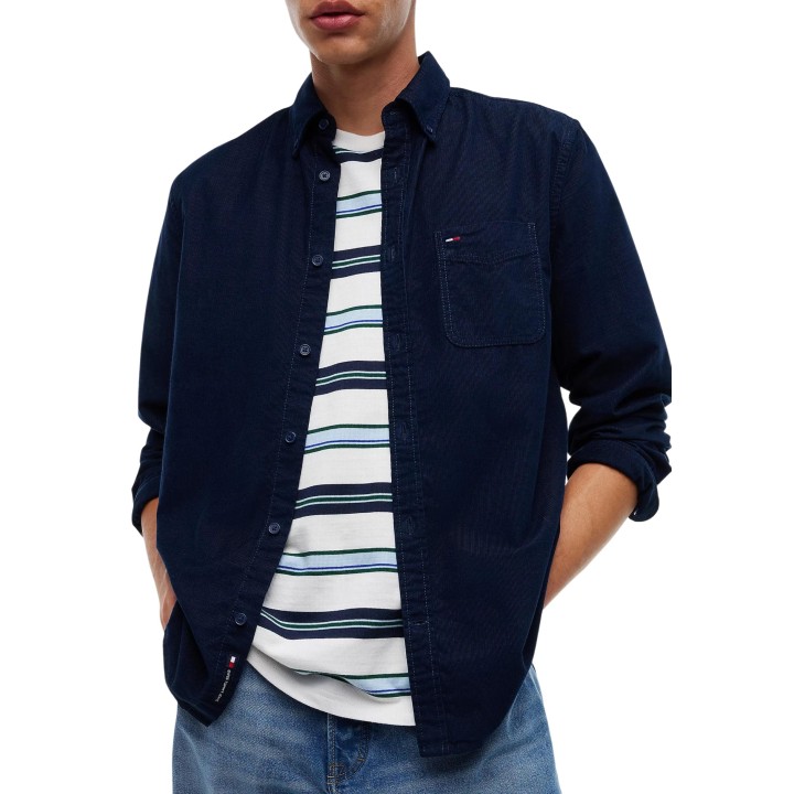 Tommy Hilfiger Jeans camisa de hombre azul oscuro detalle frontal