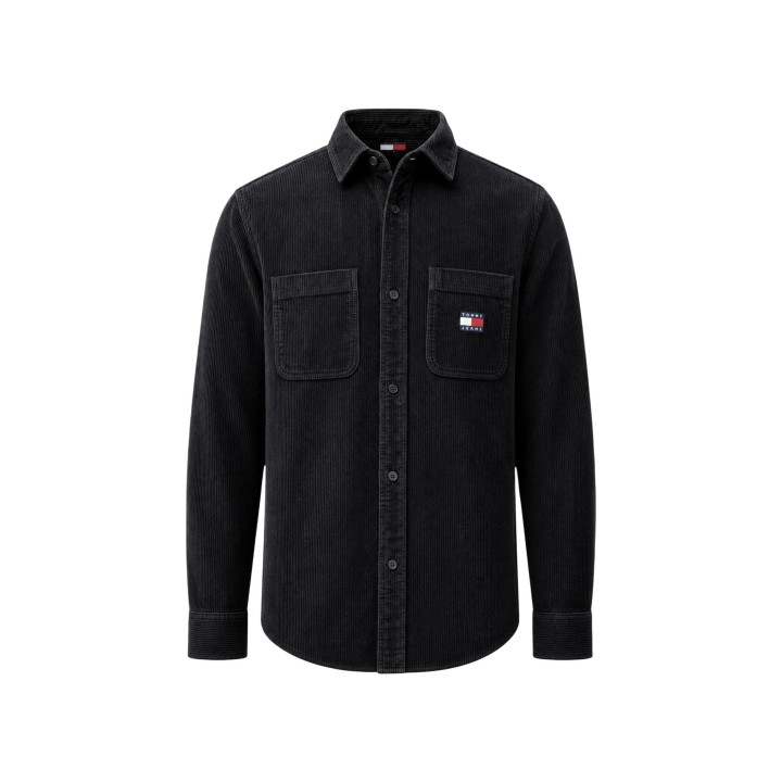 Tommy Hilfiger Jeans camisa de hombre negra de pana vista frontal