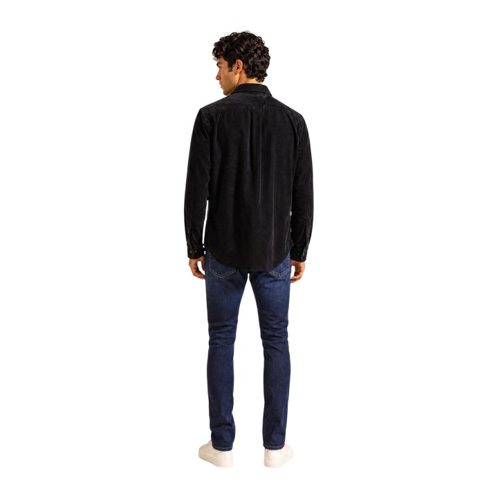 Tommy Hilfiger Jeans camisa de hombre negra de pana vista posterior