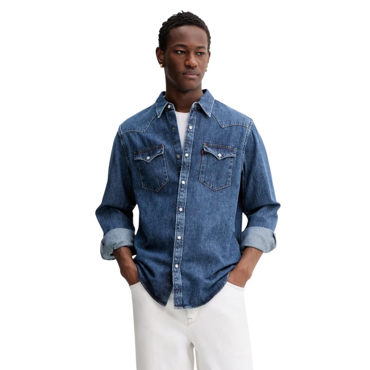 Levi's® camisa de hombre en denim azul vista frontal