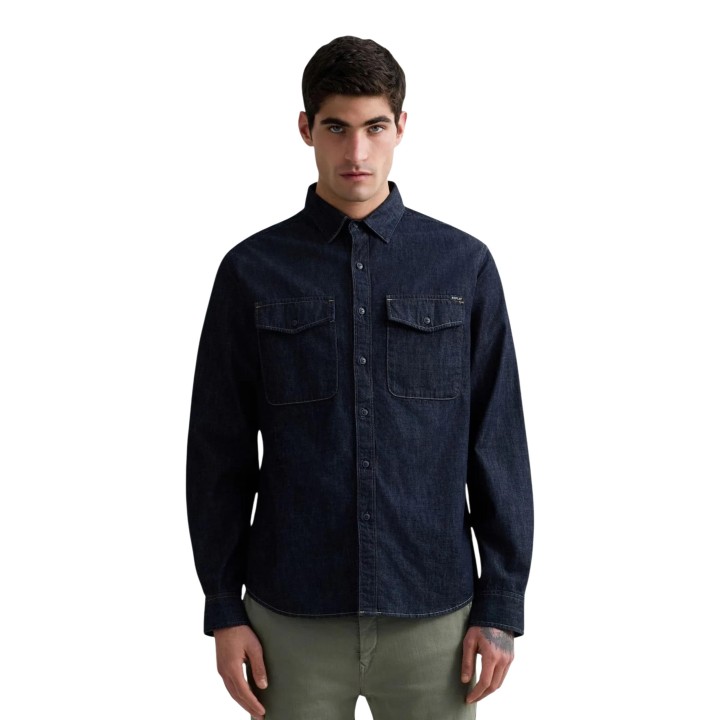 Camisa Replay de hombre en denim azul oscuro vista frontal