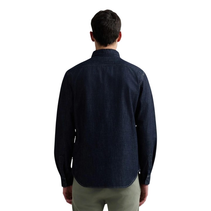 Camisa Replay de hombre en denim azul oscuro vista posterior