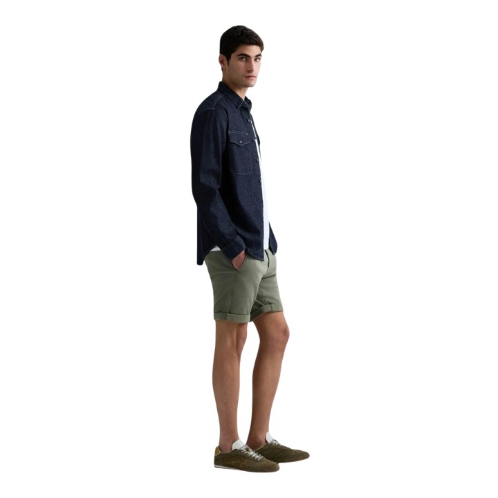 Camisa Replay de hombre en denim azul oscuro vista lateral