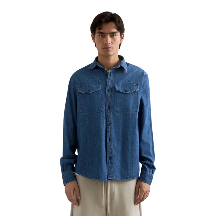 Camisa Replay de hombre en denim azul profundo vista frontal