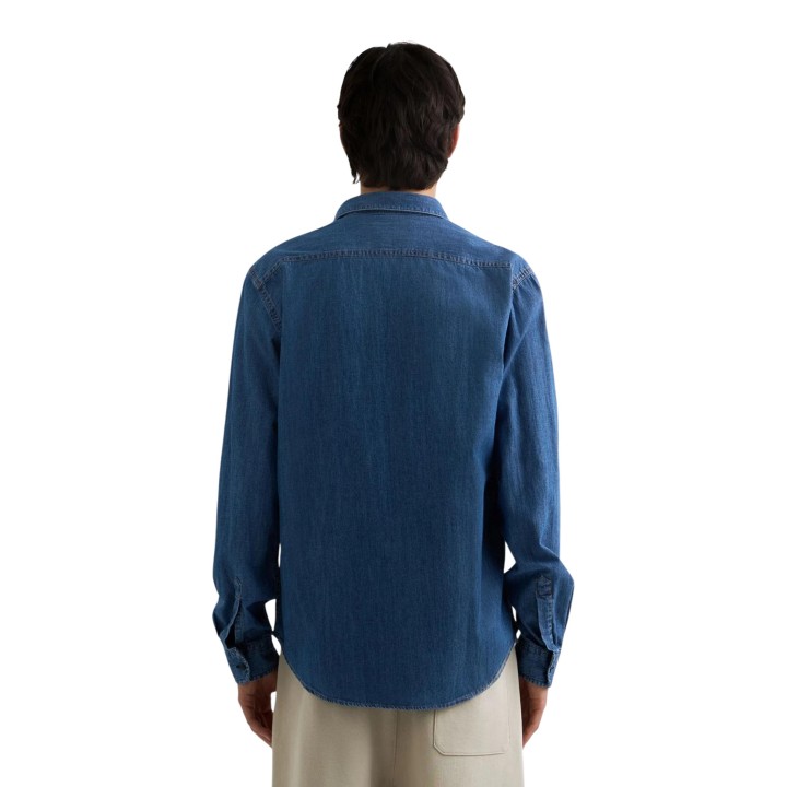Camisa Replay de hombre en denim azul profundo vista posterior