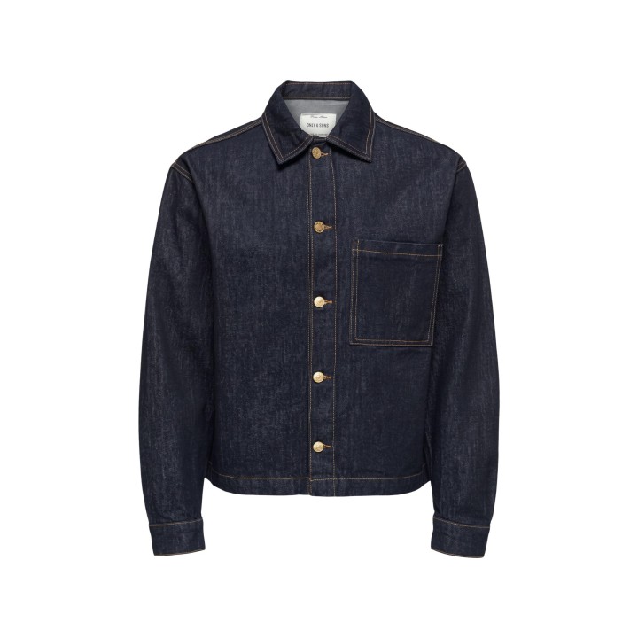 Only & Sons chaqueta vaquera de hombre en denim oscuro vista frontal