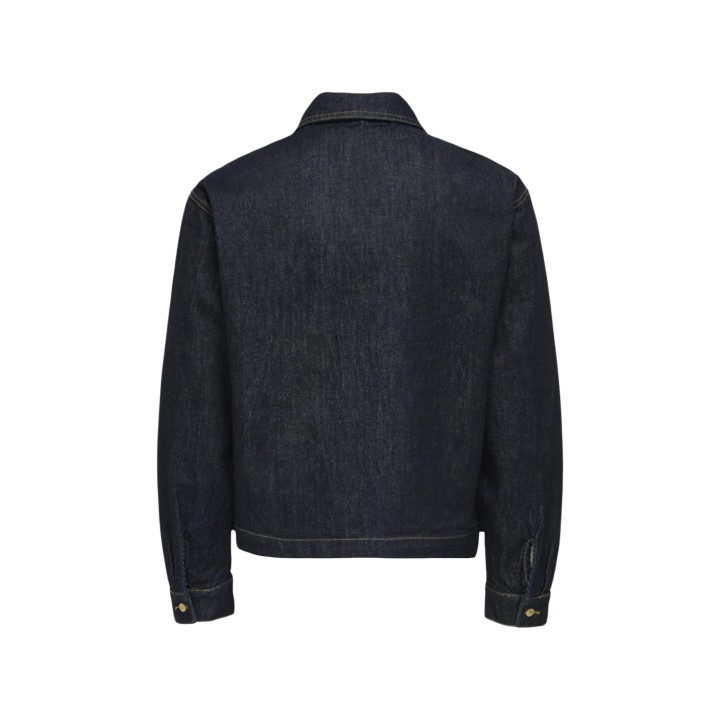 Only & Sons chaqueta vaquera de hombre en denim oscuro vista posterior