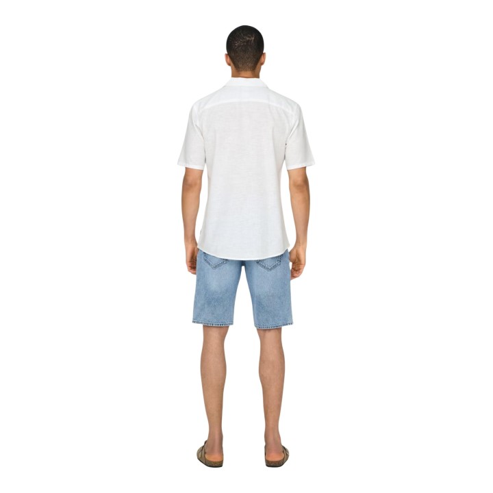 Only & Sons camisa de hombre blanca de lino 22025116 vista posterior