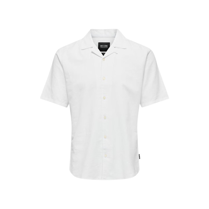 Only & Sons camisa de hombre blanca de lino 22025116 vista frontal