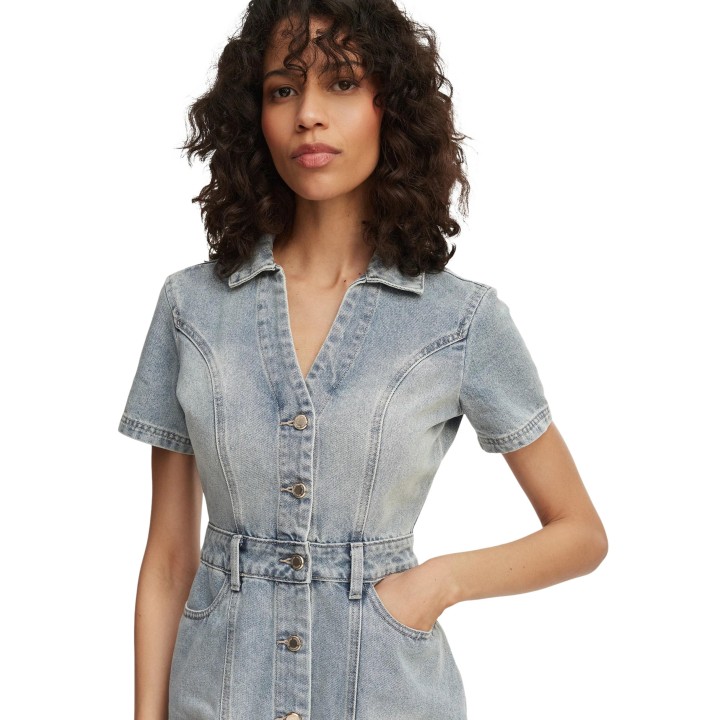 Vestido de mujer Morgan De Toi 241-ROGLA denim detalle frontal
