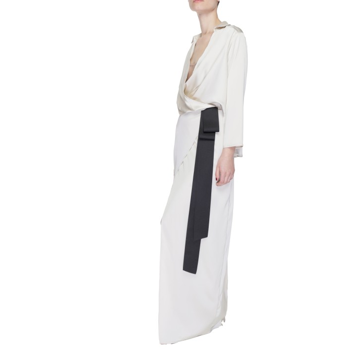 Vestido largo beige claro de mujer Sandro Ferrone S23XBDBELAMY vista lateral