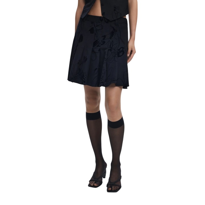 Desigual falda de mujer negra FAL_FLOCK 25WWFW10 vista frontal