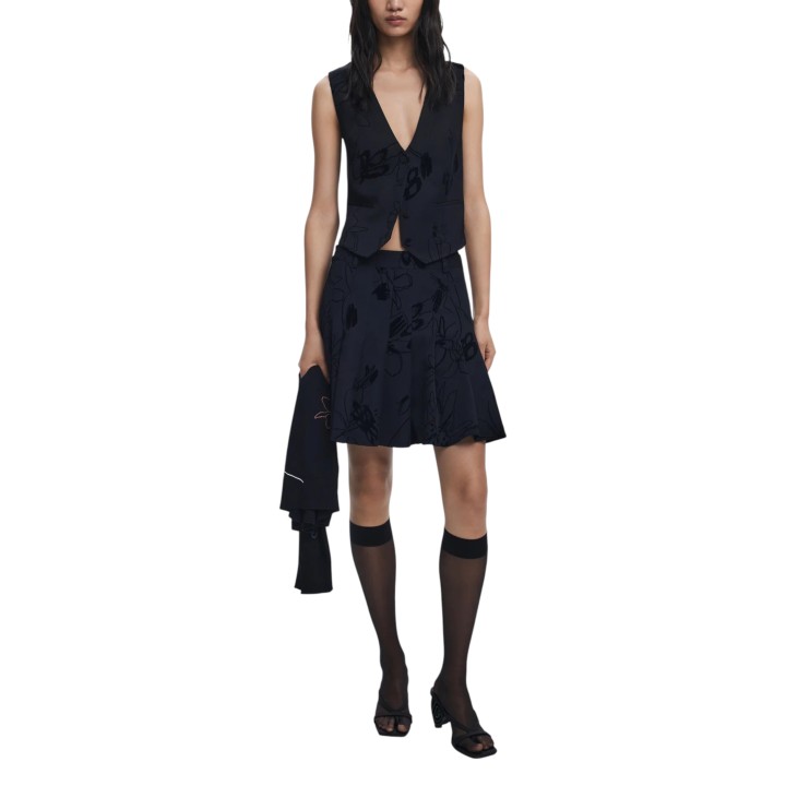 Desigual falda de mujer negra FAL_FLOCK 25WWFW10 vista frontal