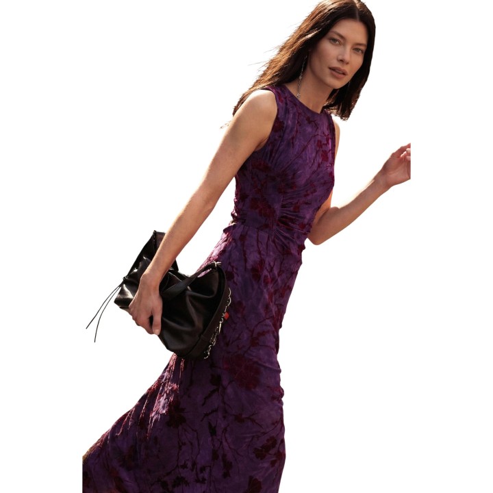 Desigual vestido de mujer violeta Alina 25WWVK33 vista tres cuartos