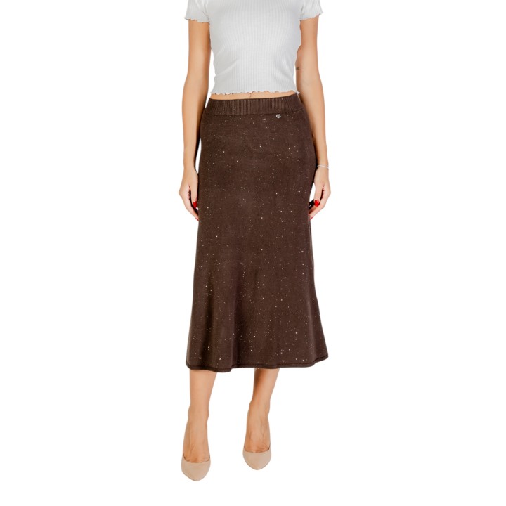 Liu-Jo falda de punto de mujer color chocolate vista frontal