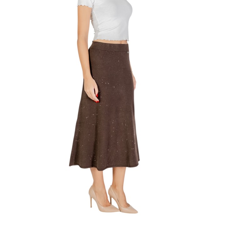 Liu-Jo falda de punto de mujer color chocolate vista lateral