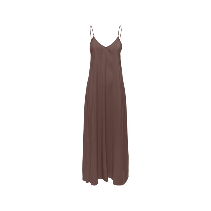 Only vestido largo de mujer chocolate Onlmadeli Oaklyn vista frontal de prenda