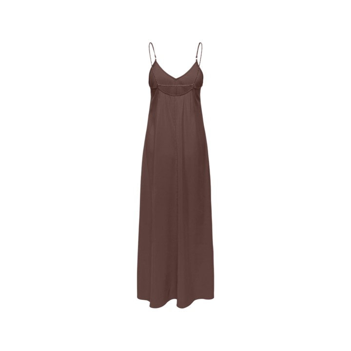 Only vestido largo de mujer chocolate Onlmadeli Oaklyn vista posterior de prenda
