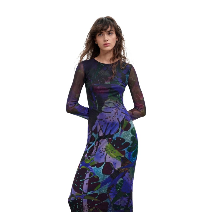 Desigual vestido violeta de mujer 26WWVK01 en vista frontal