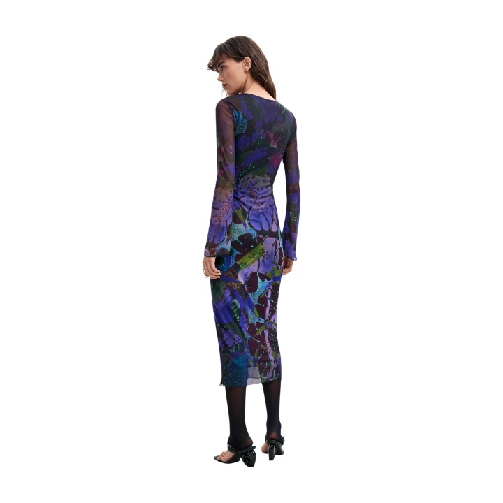 Desigual vestido violeta de mujer 26WWVK01 en vista posterior