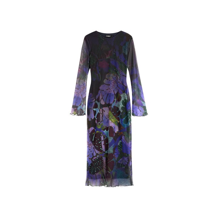 Desigual vestido violeta de mujer 26WWVK01 en vista frontal