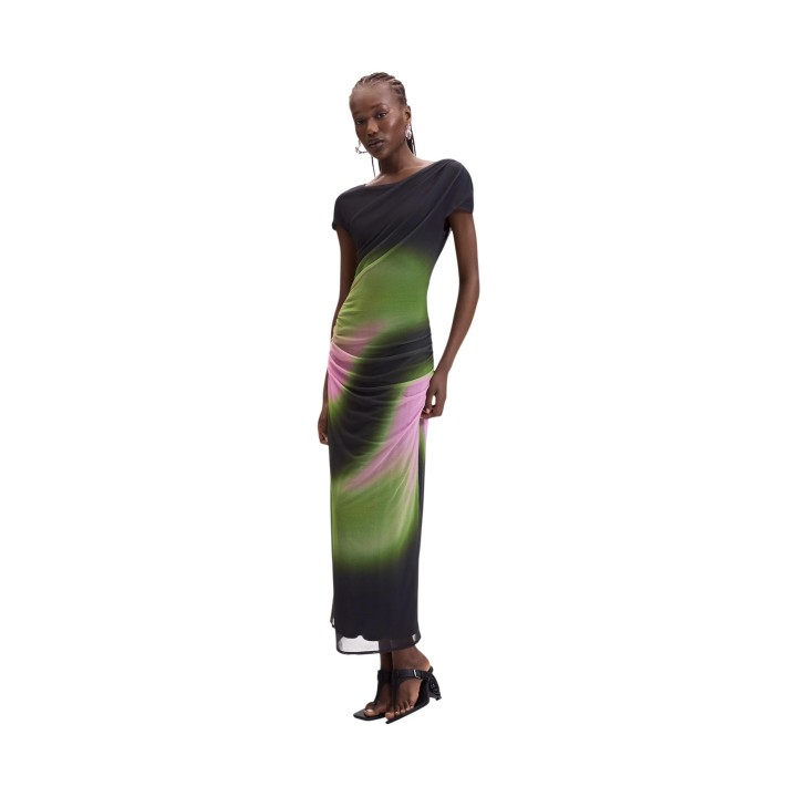 Desigual vestido de mujer verde 26WWVK32 vista frontal