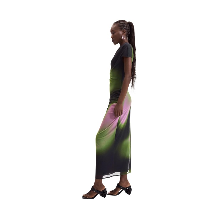 Desigual vestido de mujer verde 26WWVK32 vista lateral